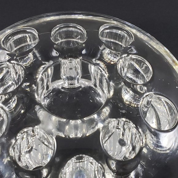 Vintage 10 hole glass flower frog with candle holder centre 3" width - Picture 3 of 5